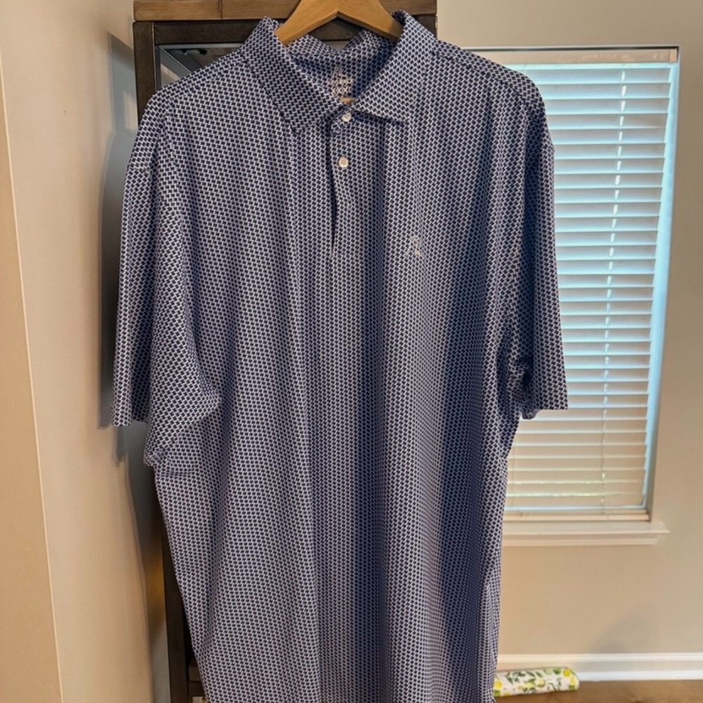 Rhoback Blue Performance Polo Shirt Texas Print
